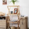 Multi storey solid wood foldable 4 tier display shelf, practical & convenient, foldable for easy storage